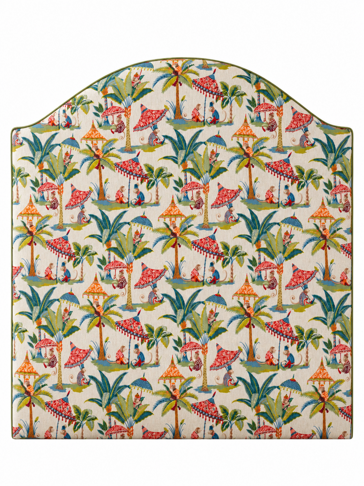 Bespoke Bedhead - Exotic Monkey Parasol French Linen Fabric