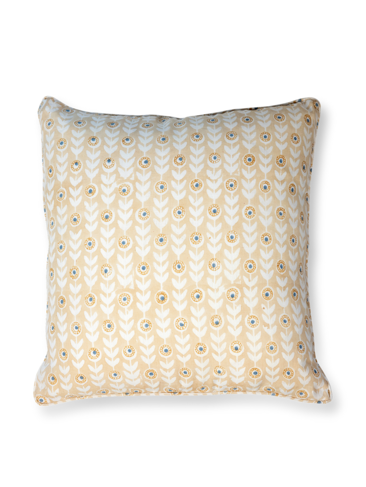 Decorative pillow with a floral pattern on a white background