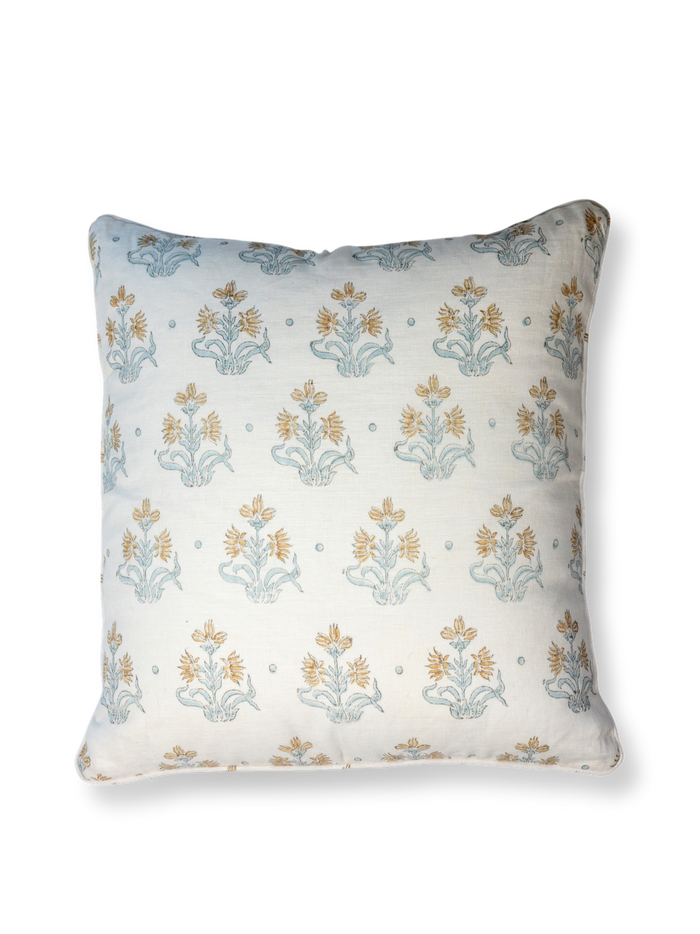 Decorative pillow with floral pattern on a white background