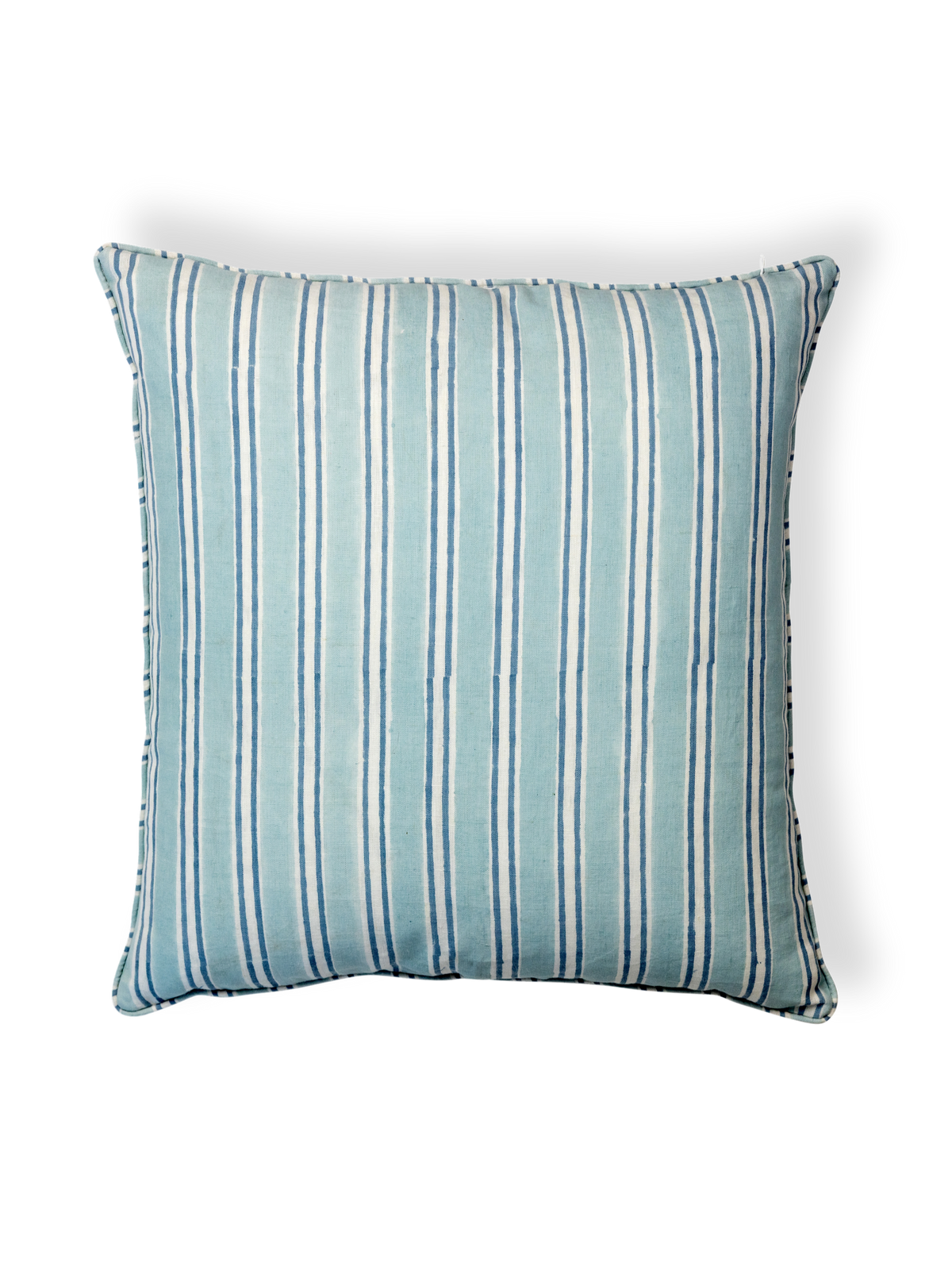 Striped blue pillow on a white background