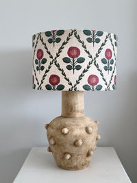 poppy flower lampshade on oatmeal linen