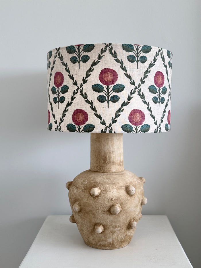 poppy flower lampshade on oatmeal linen