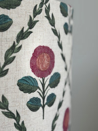 Close-up of fabric with floral pattern on a plain background